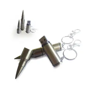 金属製の弾丸型の弾丸USBフラッシュドライブUSBメモリスティックシルバーゴールドガンカラー
