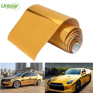 Hoge flexibele polymeer PVC spiegel gold chrome vinyl wrap sheet voor bescherming carrosserie sticker met top selling