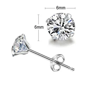 En gros En Vrac Zircon Oreille Boucles D'oreilles Minimaliste 925 En Argent Sterling Petit Cubique Zircone Boucles D'oreilles pour Femmes Hommes Pas Cher