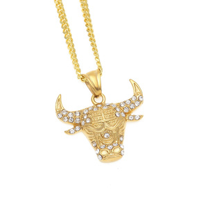 Collares con Colgante de Cabeza de Toro para Hombre, Estilo Punk, Cadena con Piedras, Hip Hop, <span class=keywords><strong>Vaca</strong></span>, Buey, Collier, Colgante de Cabeza de Toro de Tribu Africana - Product Image 3