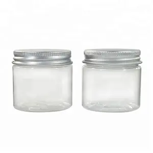 supply sample 30g 40g 50g 60g 80g 100g 150g 200g 250g 500g round clear PET plastic jar with aluminum lid