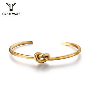 Craft Wolf <span class=keywords><strong>Fashion</strong></span> donna uomo gioielli in acciaio inossidabile Truelove Knot Cuff coppia bracciale Bangle On Wedding - Product Image 4