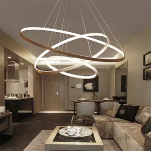 Grand blanc en fer forgé contemporain circulaire led lustre pendentif lumière