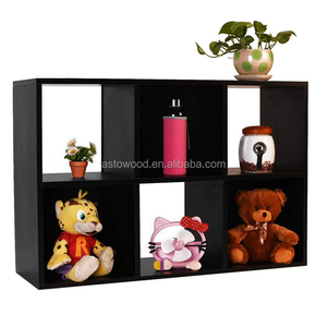 Modern <strong>Black</strong> 6-Cube <strong>Book</strong> Organizer Home Office General Use Storage <strong>Shelf</strong> for Apartment Workshop Warehouse Panel Wood Style - Product Image 2