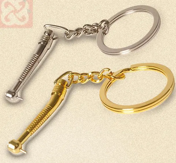 치과 진료소 장식 및 선물을 위한 Handpiece 모양 금속 열쇠 고리