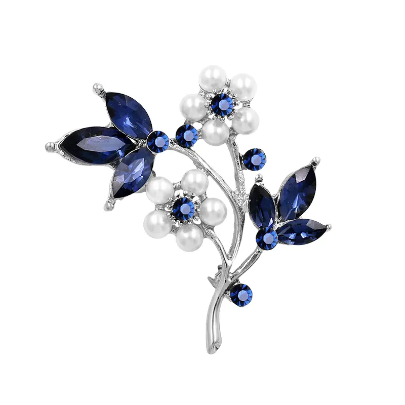 Broche plante en cristal bleu, 1 pièce, nouvelle collection, à la mode, pour dames