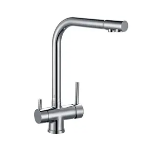 Deck mounted double lever multifunction China OEM 3 way sink faucet drinking filtered water faucet kitchen mixer