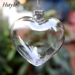 Hstyle 10cm hình trái tim treo thủy tinh món trang sức cây thông giáng sinh Bình Hoa Thủy Tinh năm mới treo trang trí thủy tinh - Product Image 2