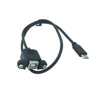 OEM ODM personalizado fábrica resorte en espiral USB tipo C a USB tipo B hembra montaje en panel cable de bloqueo
