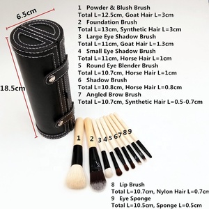 Marrón 9 pieza Tamaño Viaje básicos pinceles <span class=keywords><strong>de</strong></span> <span class=keywords><strong>maquillaje</strong></span> con espejo cosmético y caso - Product Image 2