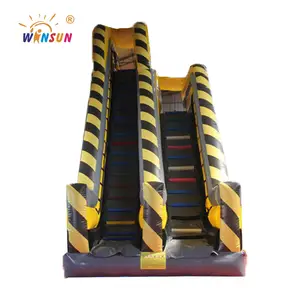 Terjun Bebas Double Aksi Melompat Naik Hiburan, Ponsel Inflatable Stunt Jump Menara Permainan Inflatable Platform dengan Air Bag