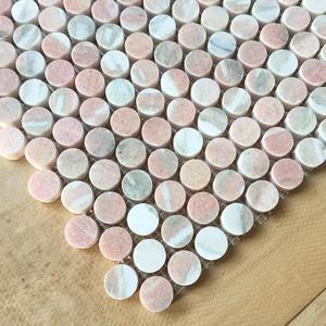 Schomex all'ingrosso moderno Norvegia <span class=keywords><strong>rosa</strong></span> <span class=keywords><strong>rosa</strong></span> Penny rotondo piastrelle di mosaico di marmo parete interna e pavimento in Parquet per ville - Product Image 5