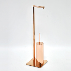 Porte-brosse de toilette en métal avec porte-papier - Product Image 1