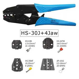 用于 0.5-6.0平方毫米端子的 HS-30J 棘轮压接钳，带 4 个钳口套件套装