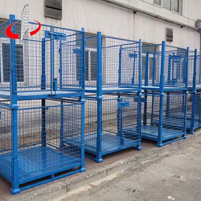 Custom Cage Empilable Industrielle Entrepôt Récipient En Métal Tressé