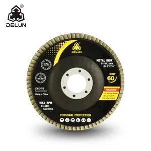 DELUN Ceramic Grinding Material 4.5 Inch High Quality Wood Sanding Flap Disc Wheel For Polishing Stainless Steel