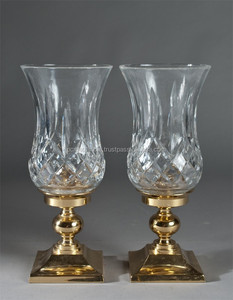 Bougeoirs de mariage en cristal d'or faits à la main décoration de la maison en verre avec un design élégant de pièce maîtresse - Product Image 3