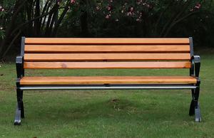 सार्वजनिक पार्क लकड़ी बेंच सीट धातु फीट लंबी आंगन बेंच - Product Image 2
