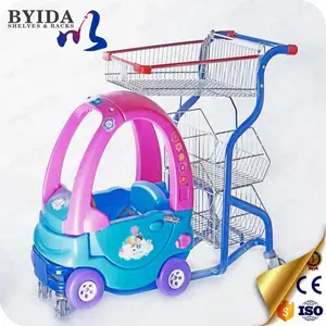 metal shopping trolley with baby seat