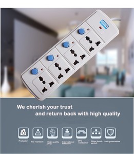 4 Way Đa Mở Rộng Ổ Cắm Surge Protector Điện <span class=keywords><strong>Power</strong></span> Strip Push Button Chuyển UK Cắm Mở Rộng Dẫn - Product Image 2