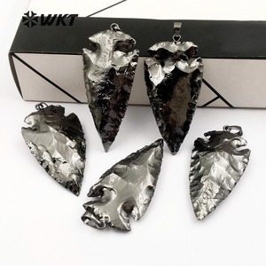 WT-P1379 Bán Buôn Full Black Gun Electroplated Ấn Độ Agate Mũi Tên Mặt Dây Cho Thời Trang Phụ Nữ Necklace Làm Kết Quả - Product Image 5