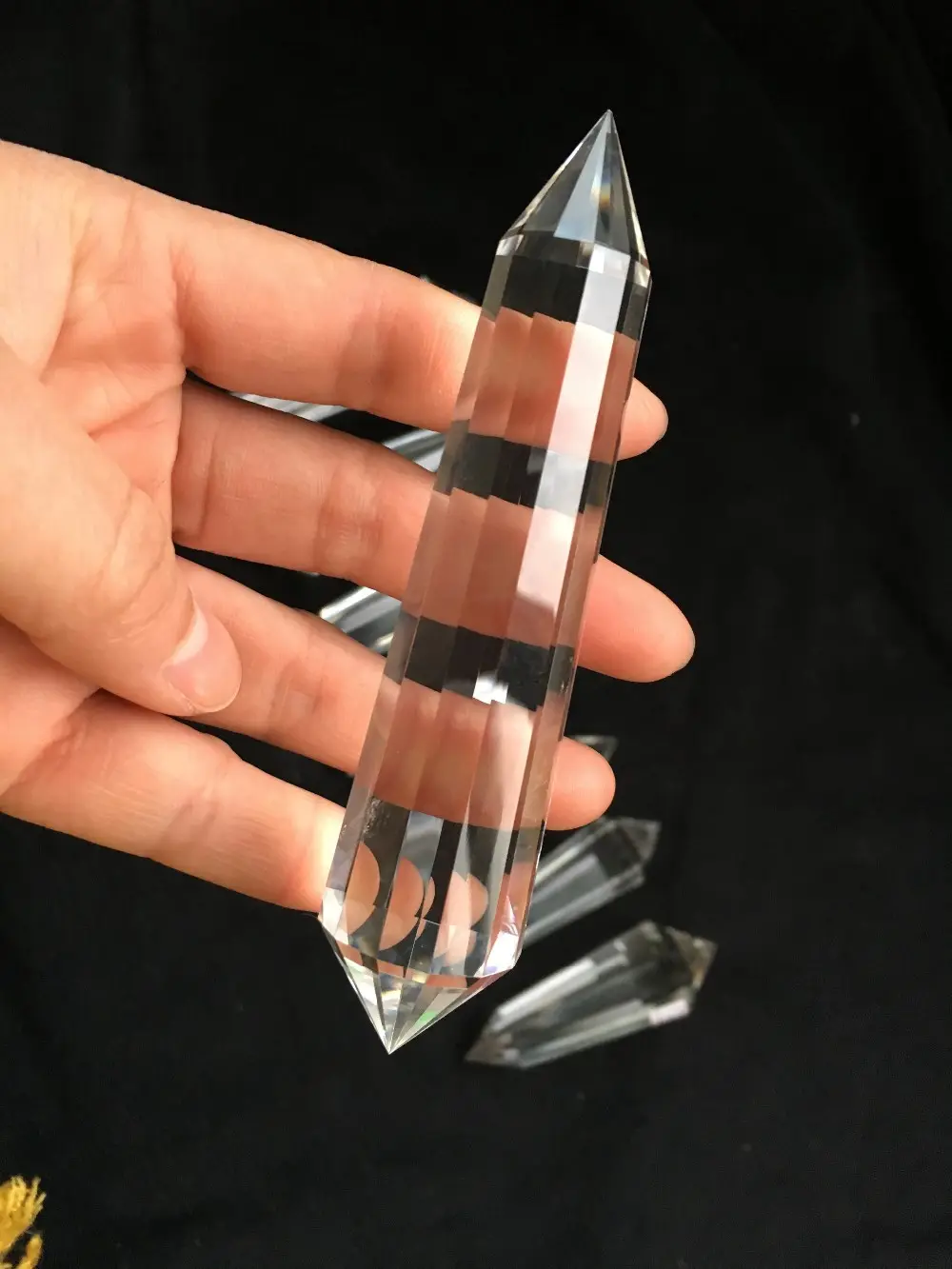 Pure natural 100% clear quartz rock crystal 13 facet prism,rare Transparent natural optical prisms