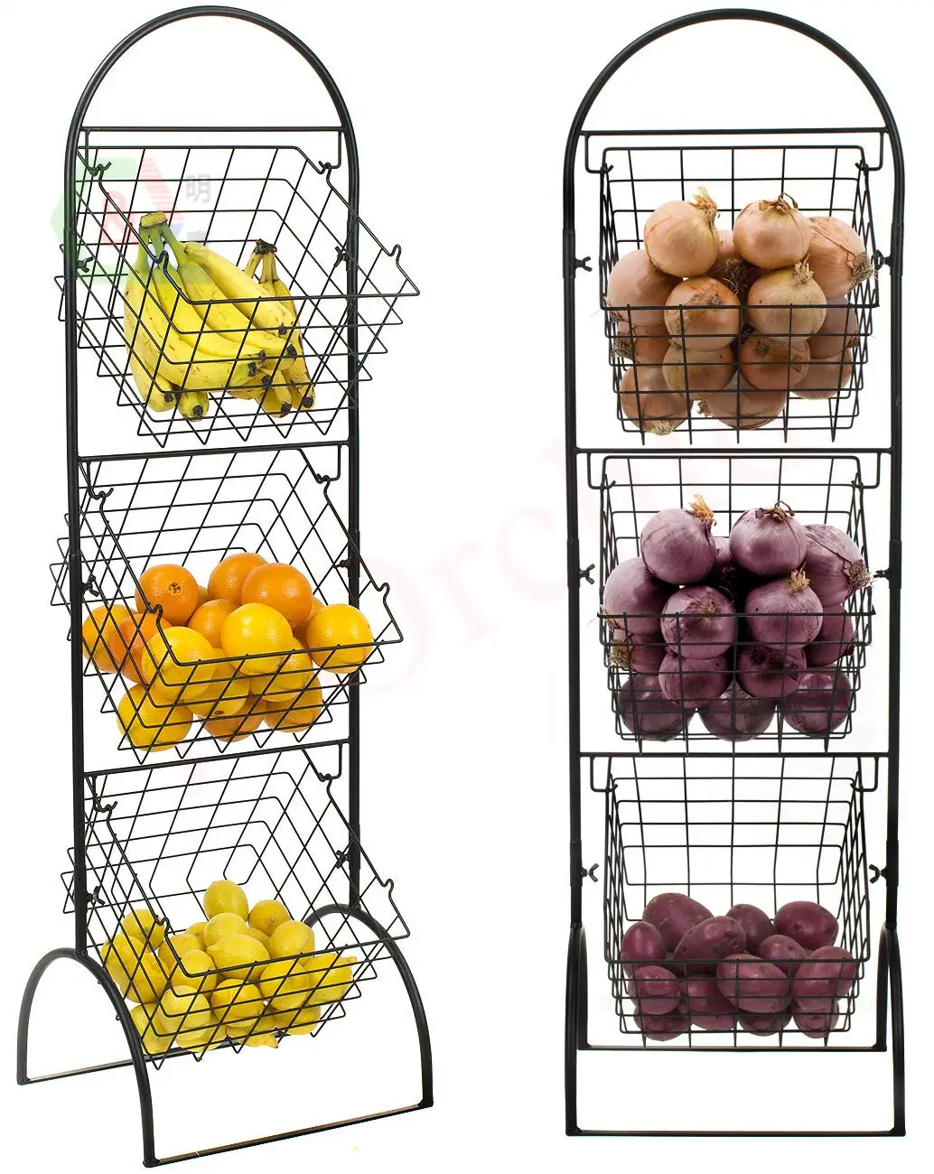 3-Tier Wire Market Basket Storage Stand für Fruit, Vegetables, Toiletries, Household Items, Stylish Tiered Serving Stand Baskets
