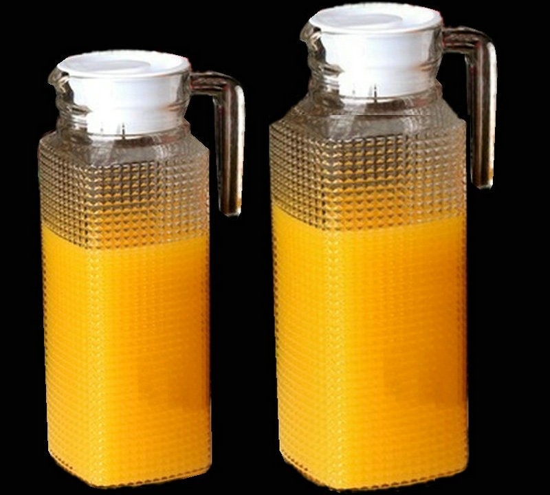 Glass Water Pitcher With Lid Beverage Glass Carafe For Juice Lemon Water Tea Glass Jug