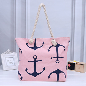 El más nuevo diseño lindo <span class=keywords><strong>del</strong></span> ancla <span class=keywords><strong>del</strong></span> barco de algodón manija de la cuerda bolsa de lona - Product Image 3