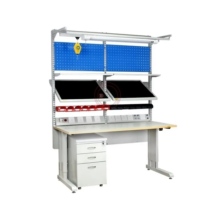 Electronic workbench/worktable with perforated back panels