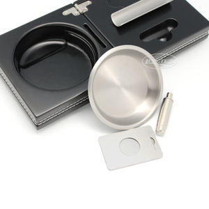 Cenicero de madera y cuero con logo personalizable de lujo, bricolaje - Product Image 4