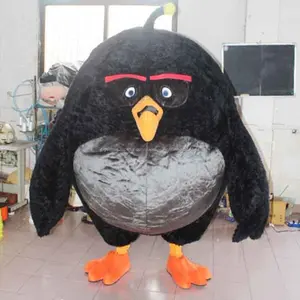 Genuss CE 3 m lange pelz riesigen aufblasbaren schwarz vogel kostüm maskottchen für verkauf