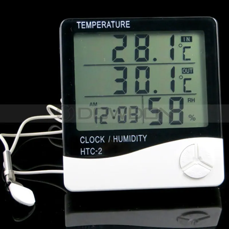 Termômetro digital lcd, medidor de temperatura e umidade HTC-2