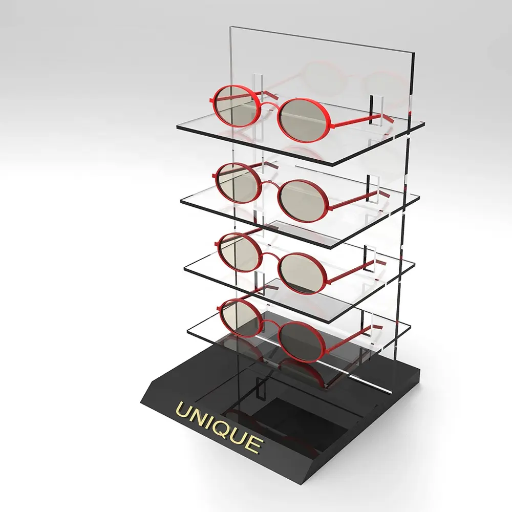 Custom Kleine Size Eyewear Display, optische Winkel Etalages, lenzenvloeistof Stand