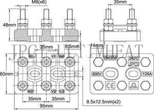 ประเภท BM 500V บล็อกขั้วต่อเซรามิกสำหรับ3เฟสมอเตอร์ไฟฟ้าแบบอะซิงโครนัสสำหรับระบบพลังงานแสงอาทิตย์ FPC ทองเหลือง - Product Image 2