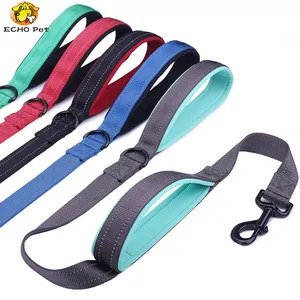 6FT Customized Logo Soft Traffic Double Padded Handles Reflective Safety Dog Leash OEM Service Trade Assurance Solid ECHO PET