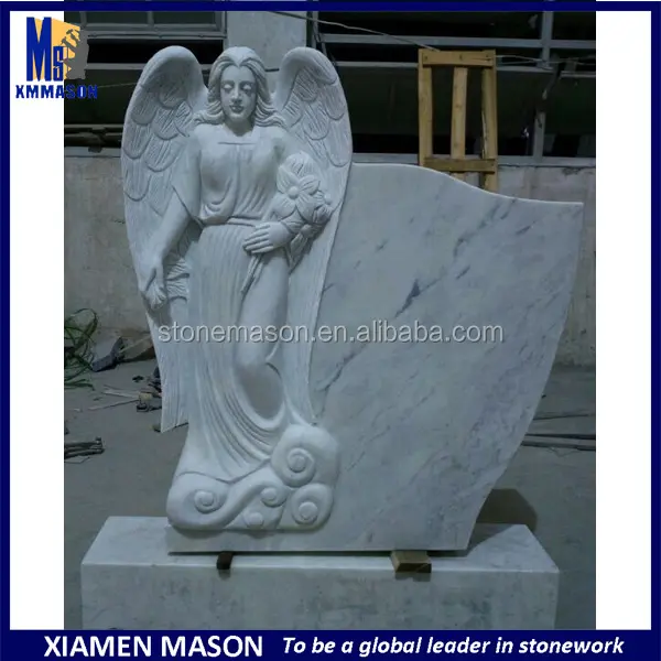 Intagliato angelo scultura di marmo pietra granito bianco headstones all'ingrosso