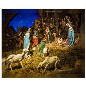 Arte de pared de la serie religiosa de la Virgen María, pintura en lienzo con luz <span class=keywords><strong>LED</strong></span>, decoración del hogar, cuadro de tela con luz