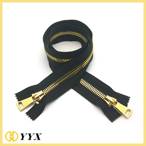 Vente chaude <span class=keywords><strong>Fermeture</strong></span> éclair à <span class=keywords><strong>double</strong></span> tête en laiton, <span class=keywords><strong>Fermeture</strong></span> éclair métallique bidirectionnelle de haute qualité - Product Image 3