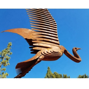 Large Garden Corten Steel <strong>Bird</strong> Egret Sculpture