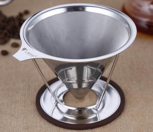 Doble pared sin papel cono de acero inoxidable filtro de <span class=keywords><strong>café</strong></span> por goteo <span class=keywords><strong>con</strong></span> <span class=keywords><strong>Aro</strong></span> de silicona 4 tazas - Product Image 3