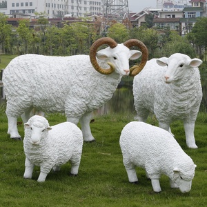 Đáng Yêu Nhựa Sợi Thủy Tinh Cừu Gia Đình Tượng Điêu Khắc Để Trang Trí - Product Image 6