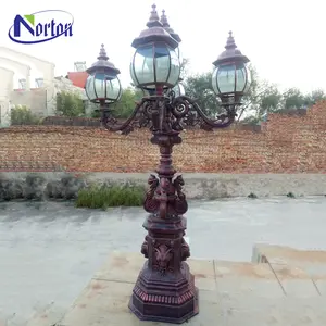 Modern victorian outdoor garden used street light pole copper color 5 lamp antique cast iron lamp posts