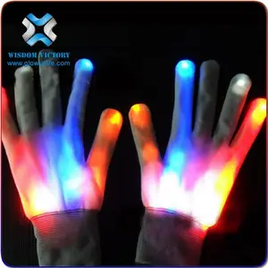 Halloween 6 Mode LED Rave Light Finger Lighting Flashing Gloves Party Light Props Luminous Flashing Skull Gloves Stage Costumes