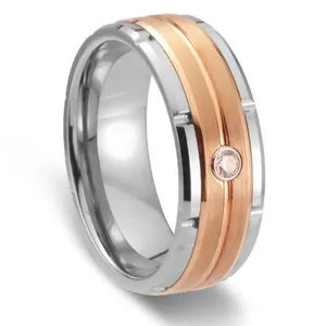 SZ CHENG JEWELERS cnc jóias máquina casamento banda embutimento pedra ouro rosa e anel de tungstênio