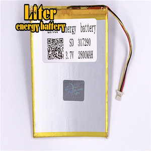 Plugue 1.0-<strong>3</strong> P 317290 2800 mAh <strong>3</strong>.7 V Recarreg&aacute;vel LiPo battery solar Lithium Battery Li-ion polymer with PCM - Product Image 1