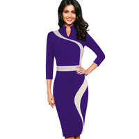 Robe de bureau pour femmes, robe moulante crayon, robe de soirée, longueur genoux
