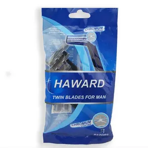 Одноразовая бритва черного цвета с пластиковой ручкой и полоской для смазки, бритва с лезвием из нержавеющей стали