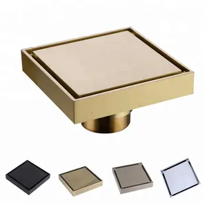 100X100 Solid Brass Shower Drain Bathroom Floor Drain Tile Insert Square Anti-odor Floor Waste Grates drain