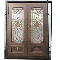 Nouveau moderne Simple Simple Double fenêtre porte arc haut sécurité avant entrée principale porte en fer forgé